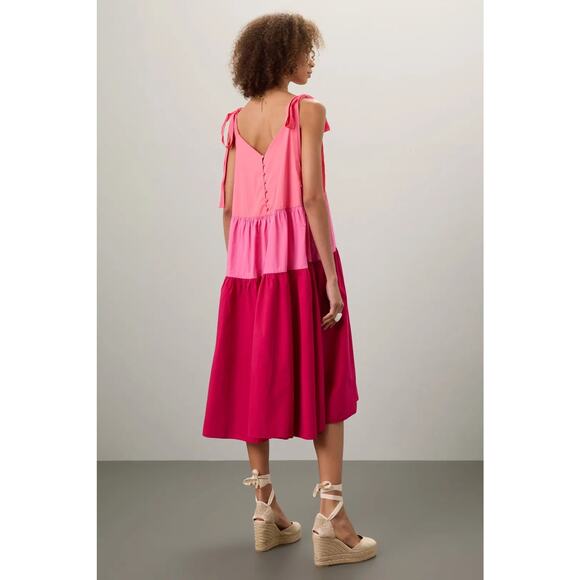 Peter Som Three Tier‎ Pink Midi Dress Size 0 - Picture 3 of 6